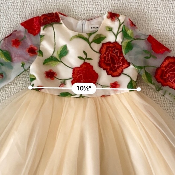 Toddler Girls Formal Holiday Christmas Floral Embroidery Mesh Gown Dress Size 4 - Picture 17 of 17